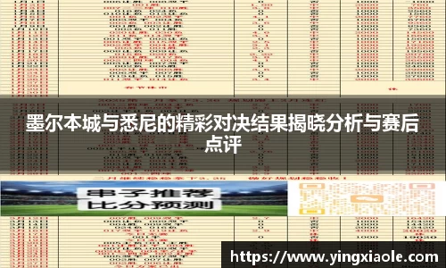 墨尔本城与悉尼的精彩对决结果揭晓分析与赛后点评